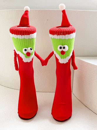 She finds her vintage story in this Red & Green Christmas Holding Hands Socks