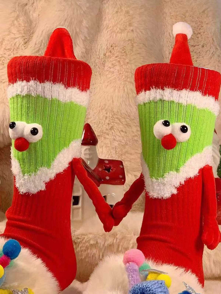 Red & Green Christmas Holding Hands Socks: timeless vintage elegance she makes her own