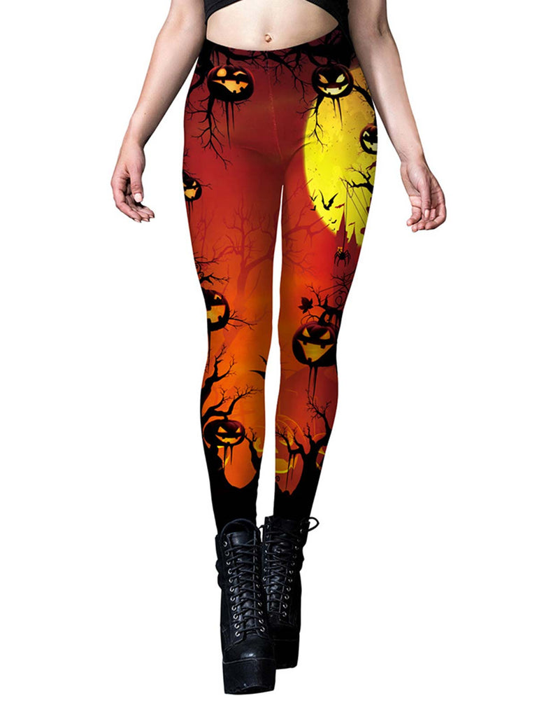Red Halloween Pumpkin Tight Leggings: timeless style reimagined