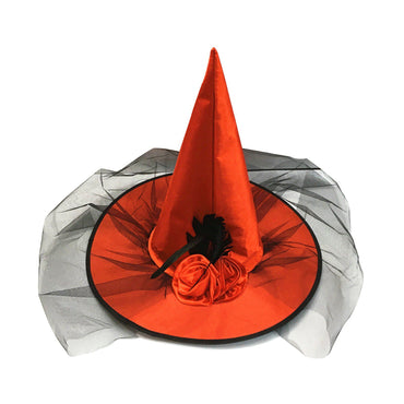 Red Halloween Witch Hat With Veil, vintage fashion, retro style - perfect for women who love vintage and retro fashion