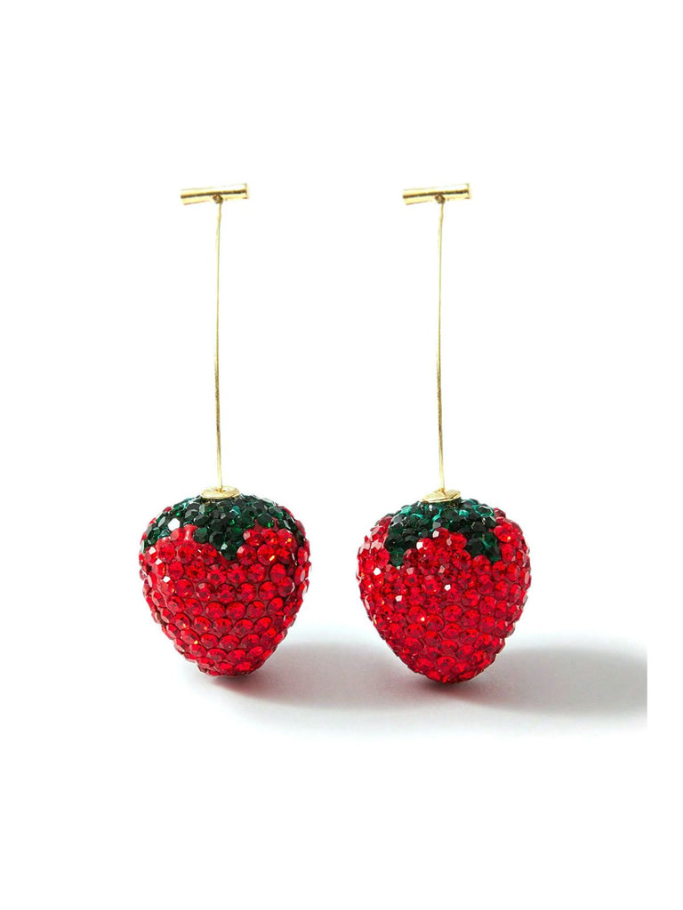 Red Strawberry Silver Stud Earrings 2