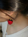 Red Strawberry Silver Stud Earrings
