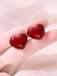 Red Valentine's Day Heart Stud Earrings - vintage fashion, retro style, elegant red