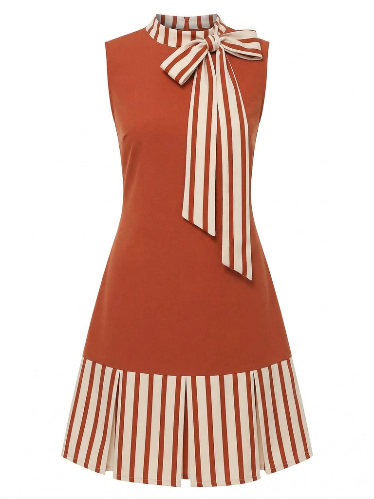 [Pre-Sale] Red 1960s Stripe Crew Bowknot Sleeveless Dress, vintage dress, retro fashion - perfect for women who love vintage and retro fashion