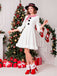 Red & White 1950s Christmas Snowman Velvet Dress - vintage dress, retro fashion, rockabilly