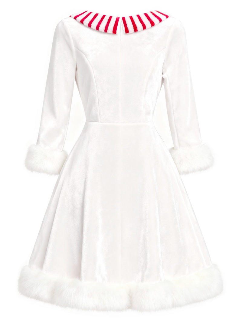 Red & White 1950s Christmas Snowman Velvet Dress