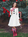 Red & White Christmas Snowman Velvet Dress - vintage dress, retro fashion, elegant red