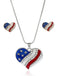 White 1950s Heart Flag Pendant Necklace & Earrings Set