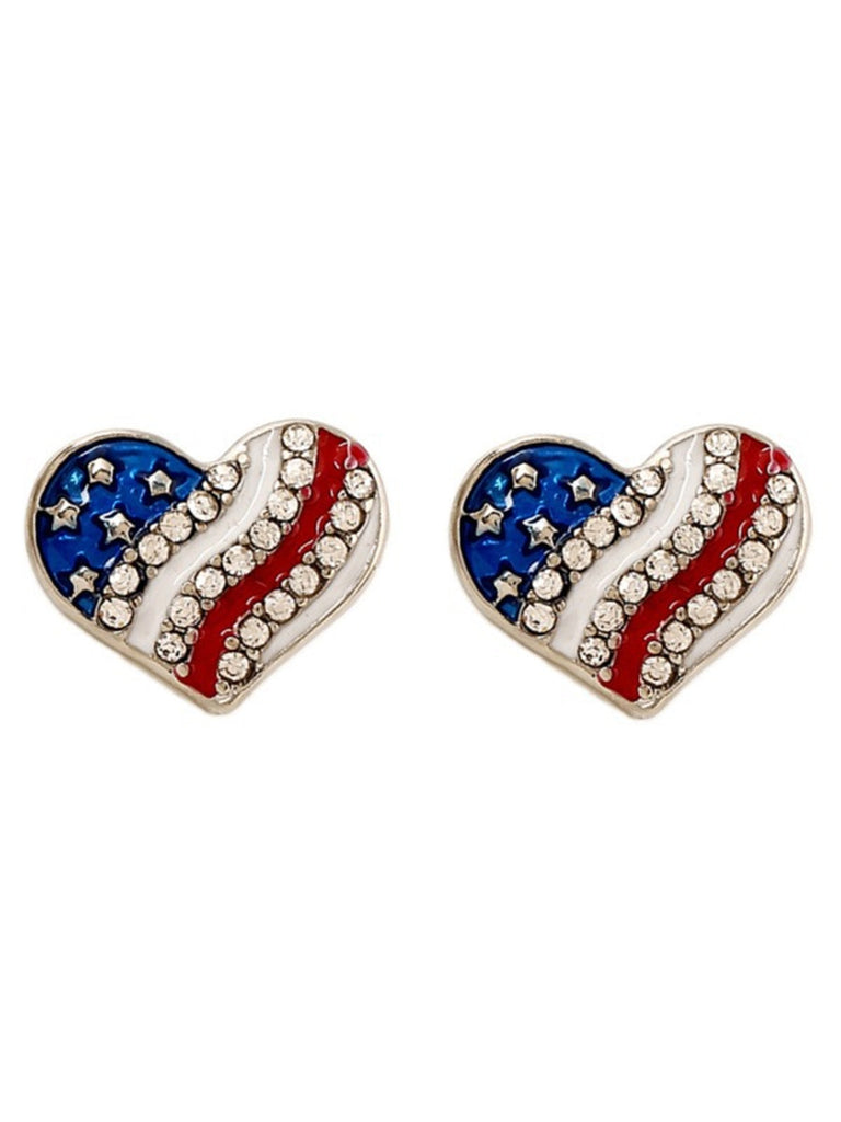 White 1950s Heart Flag Pendant Necklace & Earrings Set 3