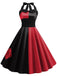 She slips into this Red&Black 1950s Solid Halter Dress and suddenly it's a 1950s daydream