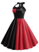 Red&Black 1950s Solid Halter Dress: where 1950s romance meets her modern spirit