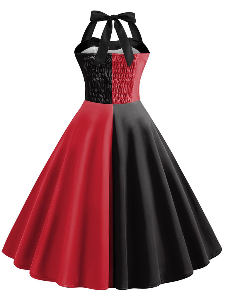 This Red&Black 1950s Solid Halter Dress wraps her in 1950s elegance, one twirl at a time
