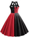 This Red&Black 1950s Solid Halter Dress wraps her in 1950s elegance, one twirl at a time