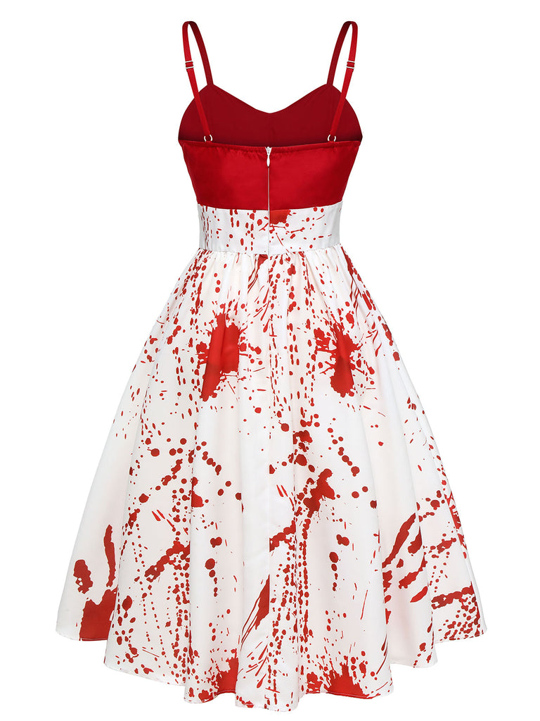Halloween Women's Bloodstain Print Midi Dress A Line Dress Dress Fit And Flare Dress Party Casual Daily Holiday Regular Fit Graphic Abstract Short