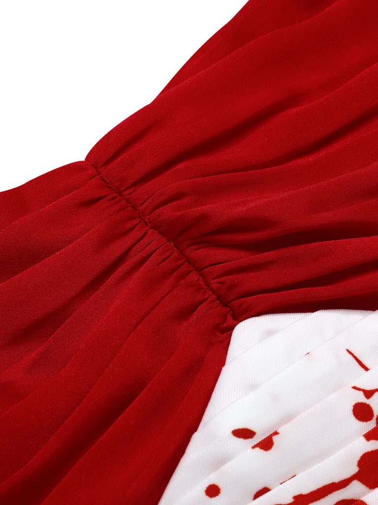 red dress white Red&White 1950s Halloween Blood Dress