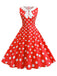1950s Polka Dot Peter Pan Collar Sleeveless Dress