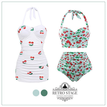 Retro 1950s Cherry Summer One-piece Swimsuit: timeless style reimagined