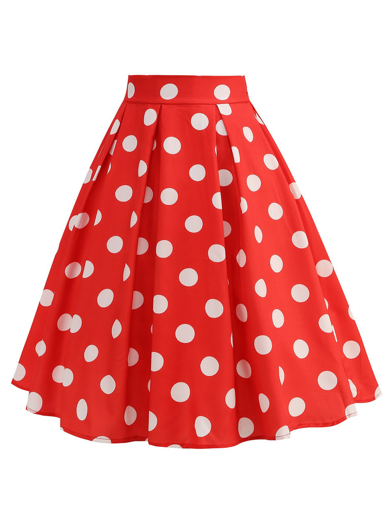 Retro 1950s Polka Dots Solid Zipper Skirt, vintage skirt, retro style - perfect for women who love vintage and retro fashion