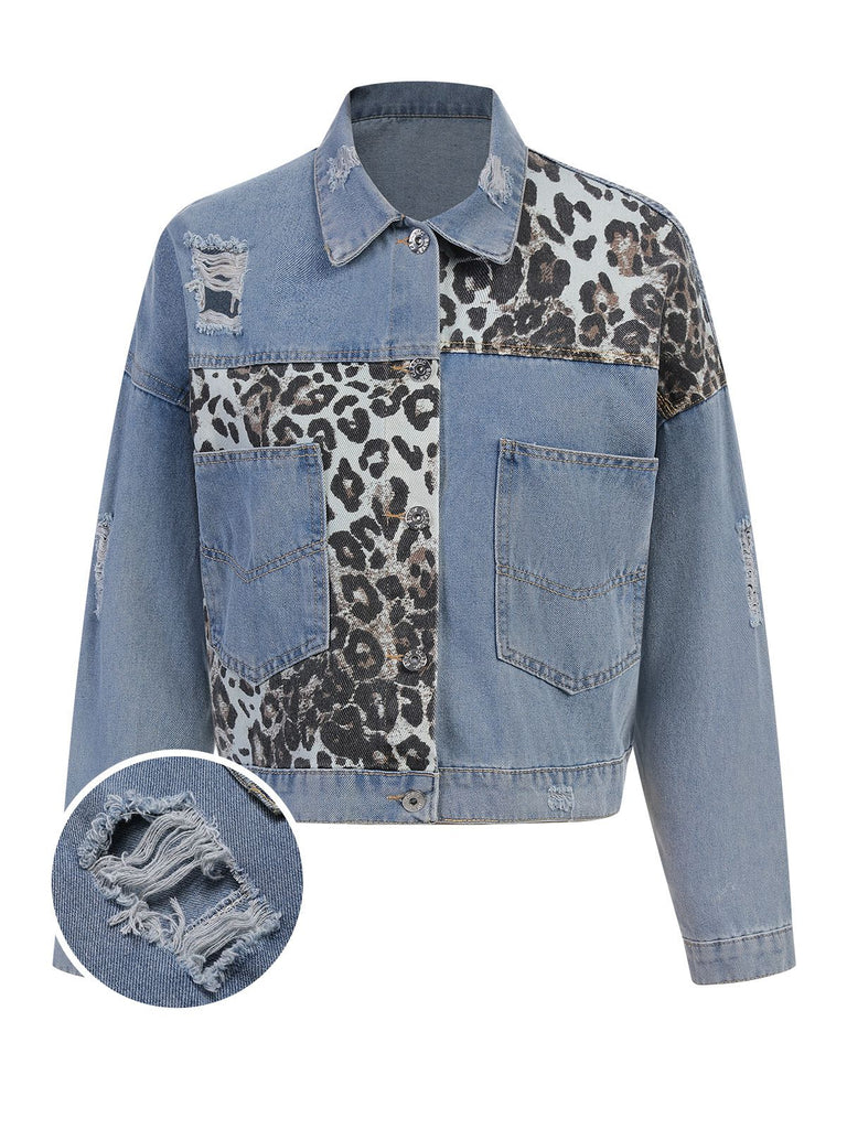Retro 1980s Leopard Patchwork Denim | 1980s | vintage outerwear, retro jacket