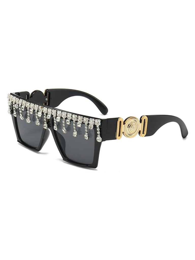 Retro Black Large Frame Diamond Sunglasses — 1950s style that transcends decades