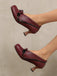 Retro Bow PU Round-Toe Chunky Heel Shoes - vintage shoes, retro heels