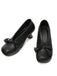 Retro Bow PU Round-Toe Chunky Heel Shoes - vintage shoes, retro heels