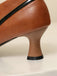 Retro Bow PU Round-Toe Chunky Heel Shoes - vintage shoes, retro heels