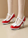 Retro Bow T-Strap Contrast High Heels Shoes — 1950s style that transcends decades