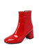 Retro Christmas Patent Leather Block Heel Ankle Boots — 1950s style that transcends decades