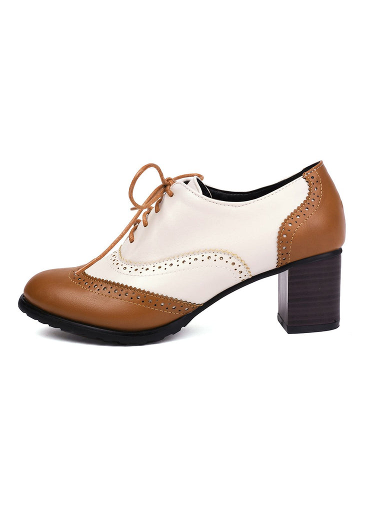 She finds her 1950s story in this Retro Colorblock High Heel Ankle Boots