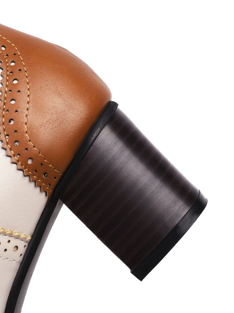 This Retro Colorblock High Heel Ankle Boots whispers 1950s secrets to those who notice