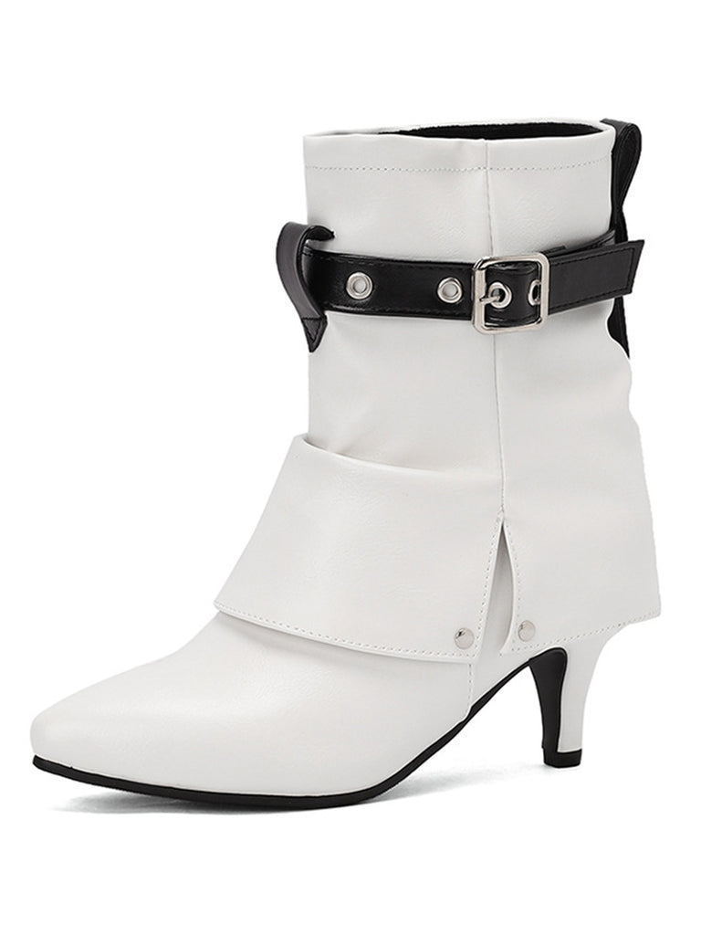 She finds her 1950s story in this Retro Contrast Kitten Heel Ankle Boots