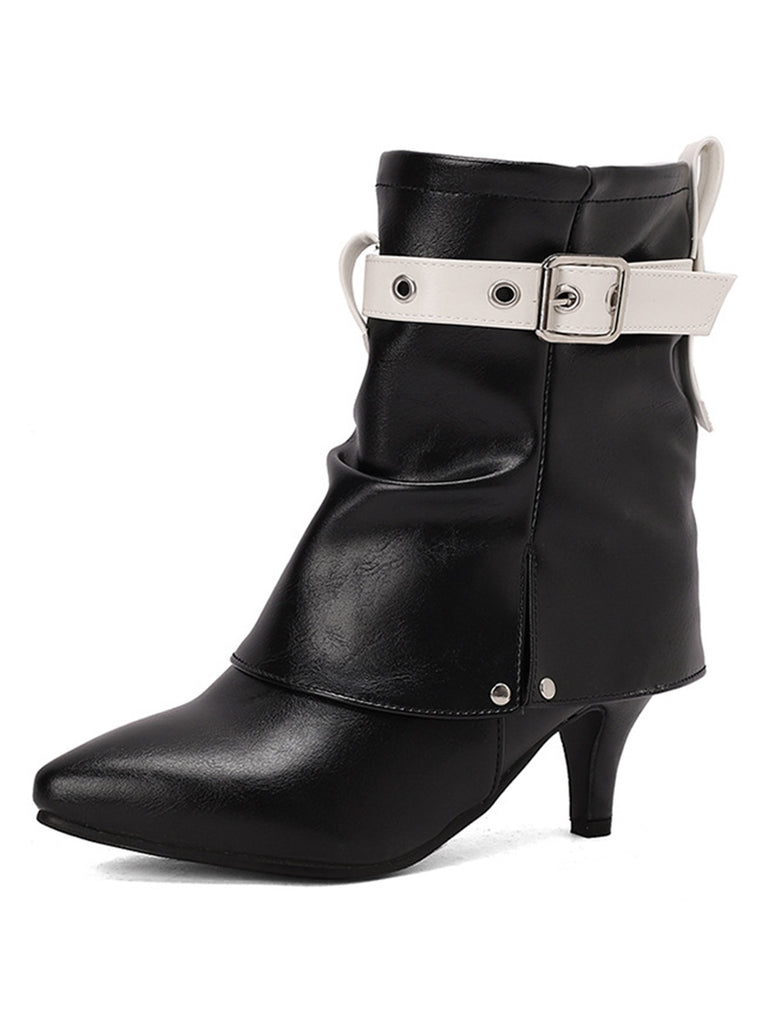 Retro Contrast Kitten Heel Ankle Boots: timeless 1950s elegance she makes her own