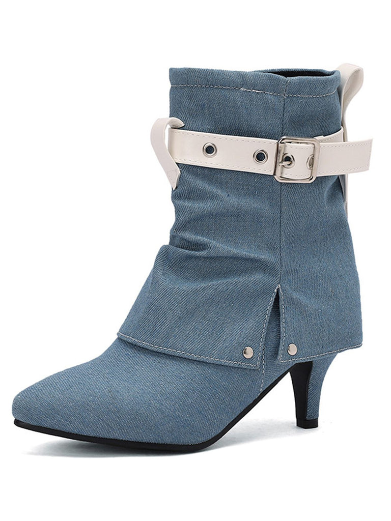 This Retro Contrast Kitten Heel Ankle Boots whispers 1950s secrets to those who notice
