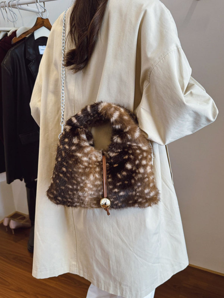 Retro Deer Style Bell Faux Fur Bag - vintage fashion, retro style