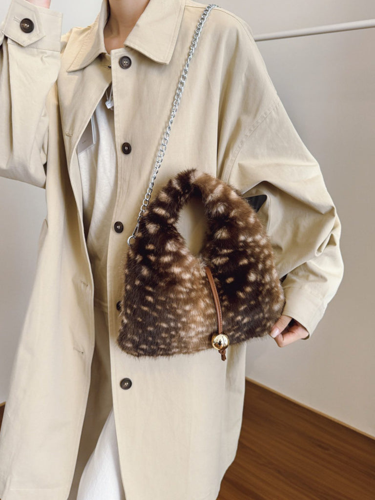 Retro Deer Style Bell Faux Fur Bag - vintage fashion, retro style