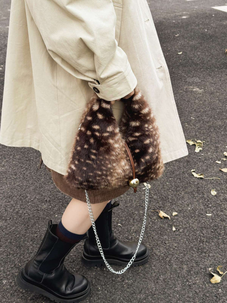 Retro Deer Style Bell Faux Fur Bag - vintage fashion, retro style
