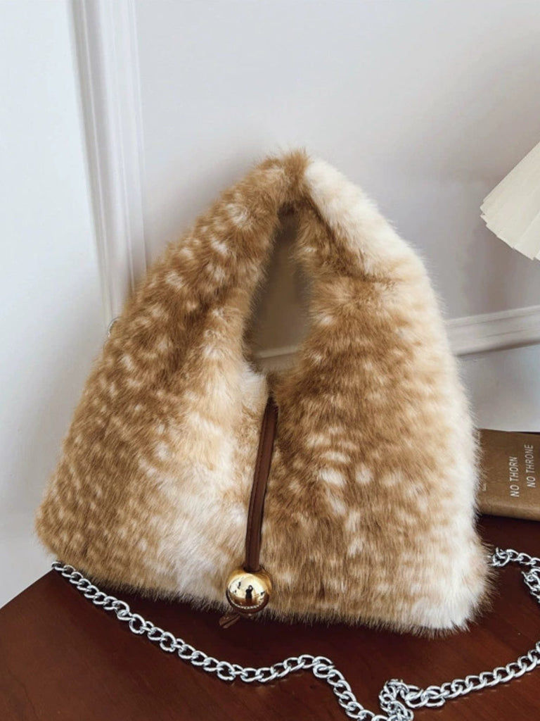 Retro Deer Style Bell Faux Fur Bag - vintage fashion, retro style