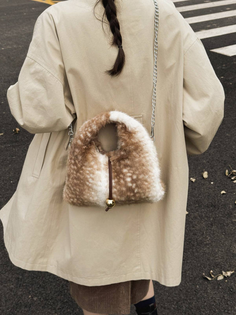 Retro Deer Style Bell Faux Fur Bag - vintage fashion, retro style