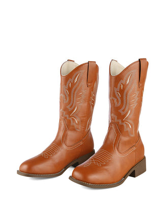 Retro Embroidered Leather Calf Cowboy Boots, vintage fashion, retro style - perfect for women who love vintage and retro fashion