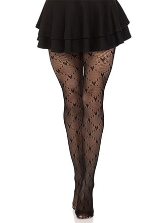She walks in these Retro Heart Argyle Lines Pantyhose Stockings and the world follows