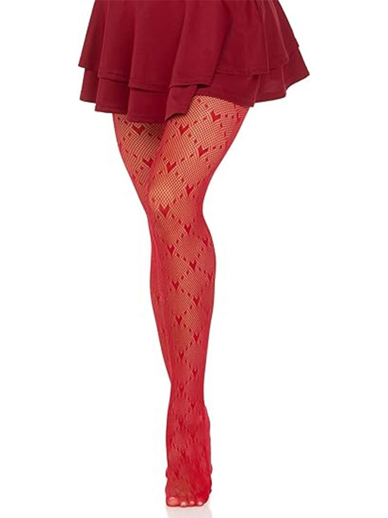 Retro Heart Argyle Lines Pantyhose Stockings — 1950s style for the woman going places