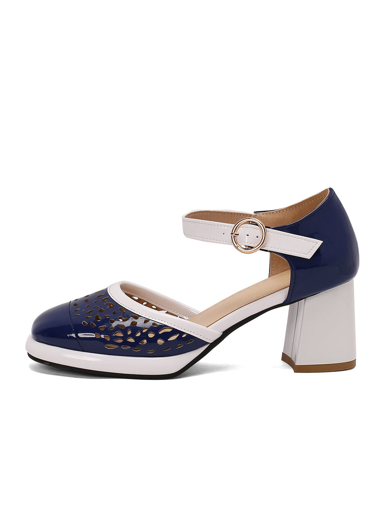 Retro Hollow Chunky High Heels Shoes, vintage shoes, retro heels - perfect for women who love vintage and retro fashion