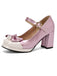 Retro Leather Colorblock Bowknot Chunky Heels — 1950s vintage charm for her modern wardrobe