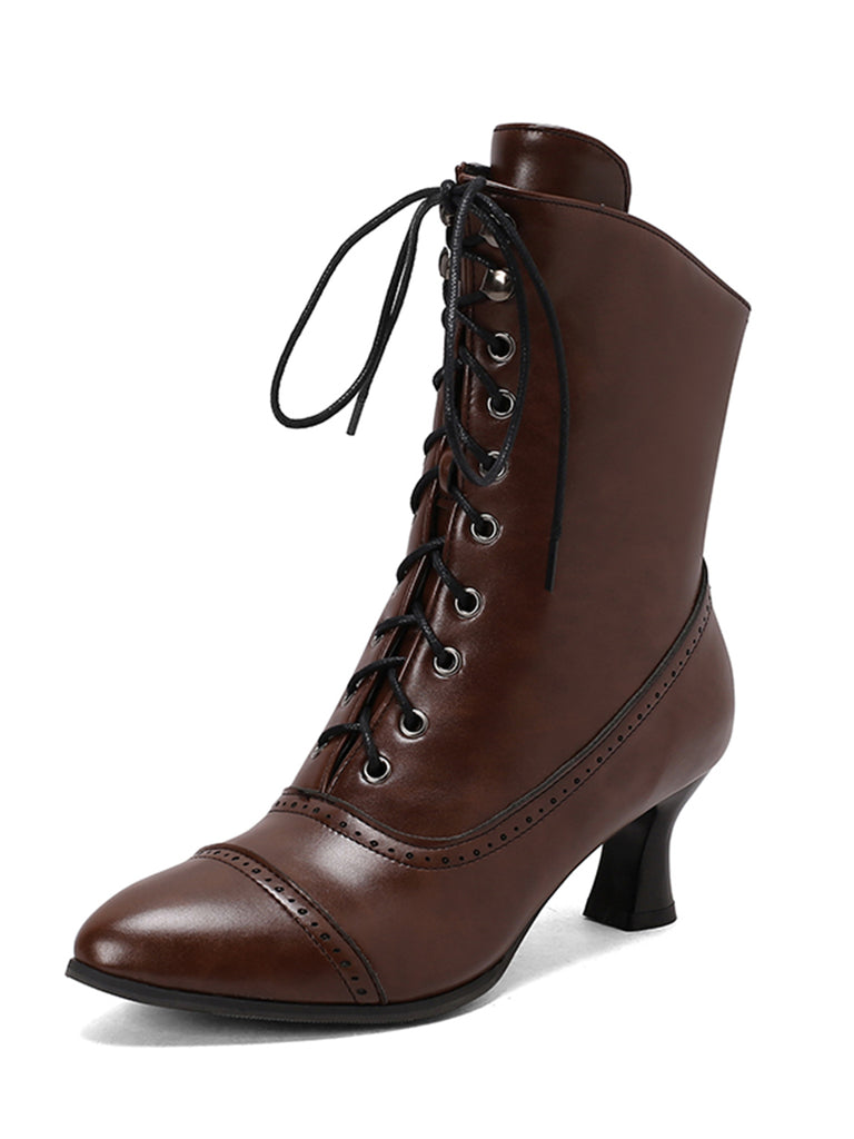 women's dress boots high heel Milwaukee Leather X9442 Black Lace-Up Tall Fashion Biker with & Studs Round Toe Heel High Style Putu Women's Stiletto High Heel