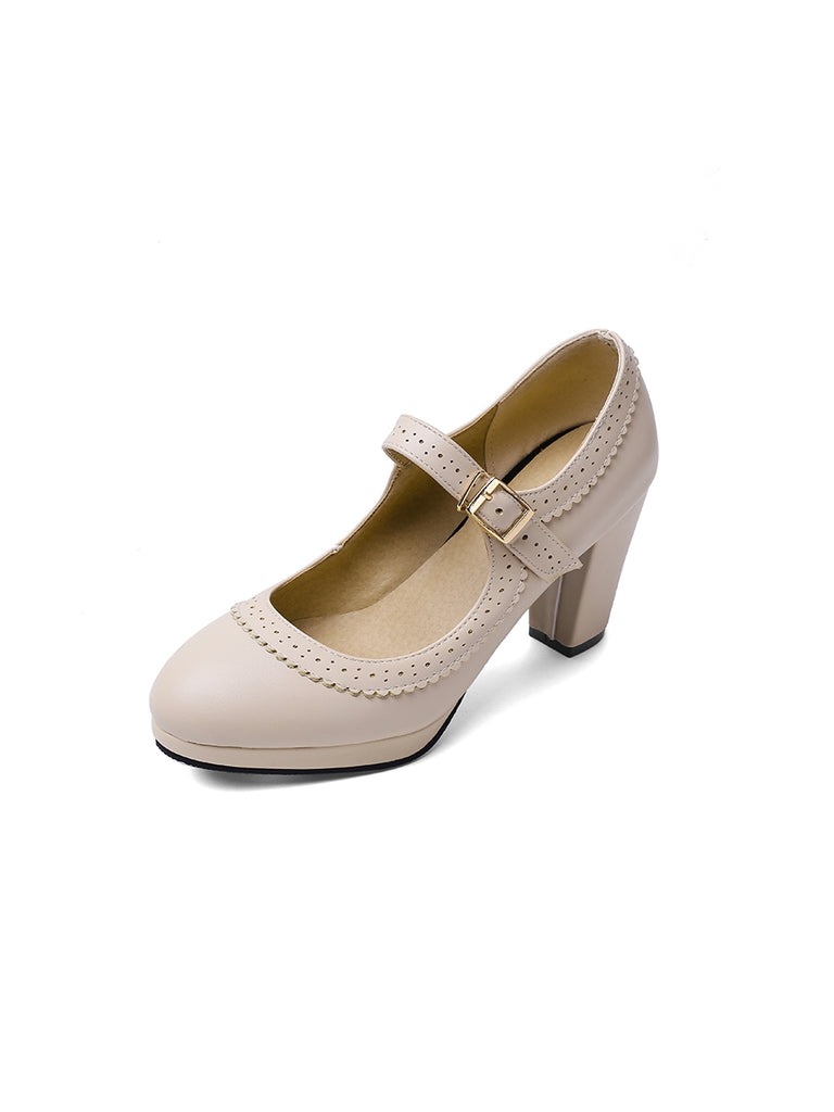Retro Mary Jane Leather Chuny Heels, vintage shoes, retro heels - perfect for women who love vintage and retro fashion