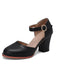 Retro PU Leather Chunky High Heels: timeless style reimagined