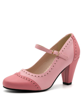 Retro Pointed Toe Buckle Chunky Heel Shoes - vintage shoes, retro heels