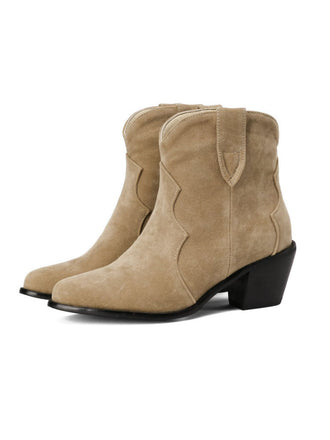 Retro Pointed Toe Solid Faux-Suede Ankle Boots - vintage fashion, retro style