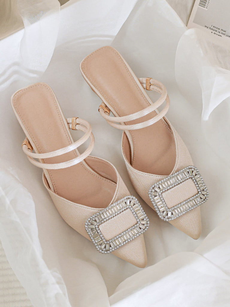 This Retro Pointed Toe Square Metal Buckle Sandals whispers 1950s secrets to those who notice